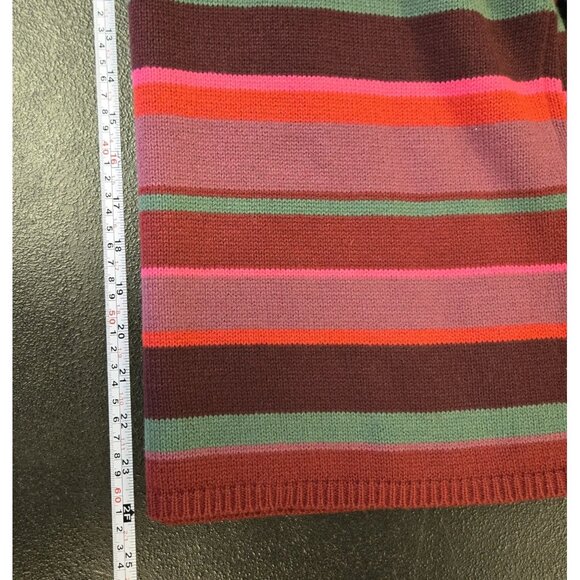 Vintage XL Embroidered Floral Striped Sweater Cozy Artsy Quirky Burgundy - Picture 7 of 7